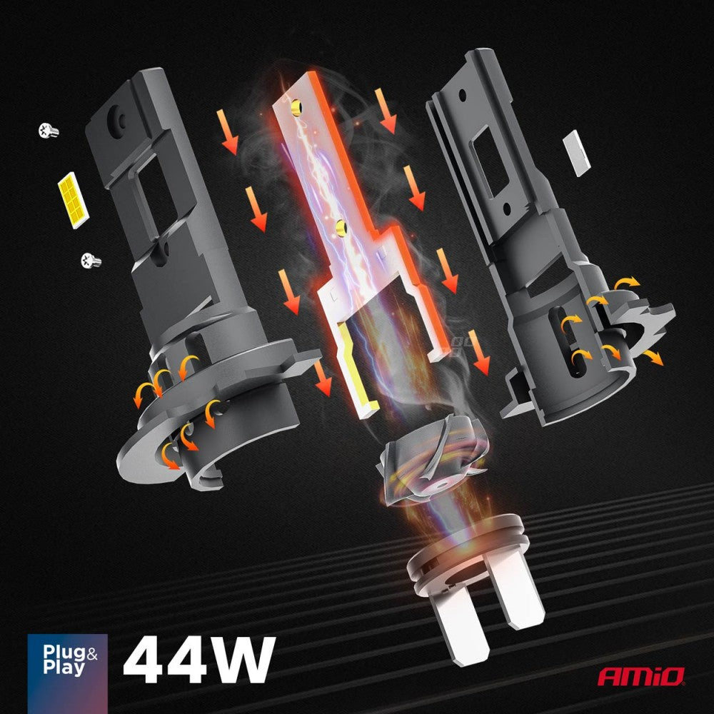 ΛΑΜΠΕΣ LED  H7 12V 44W 6.500K 3.936lm CSP X4 SERIES AVIATOR PLUG & PLAY ΑΜΙΟ - 2 ΤΕΜ.