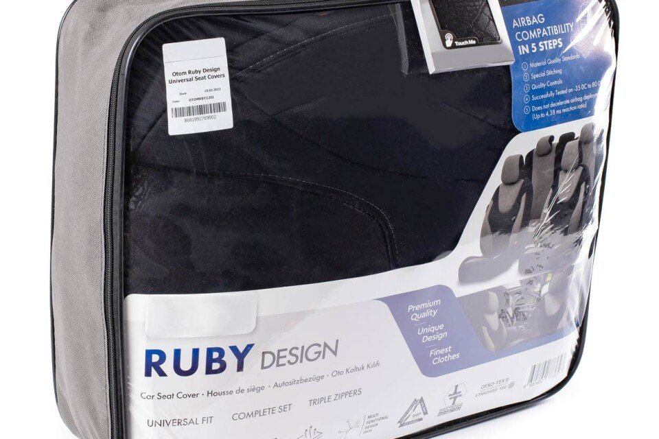 Καλύμματα Αυτοκινήτου Otom Ruby Design Universal Βαμβακερό Ύφασμα  Σετ Εμπρός / Πίσω 11 Τεμαχίων Μαύρο